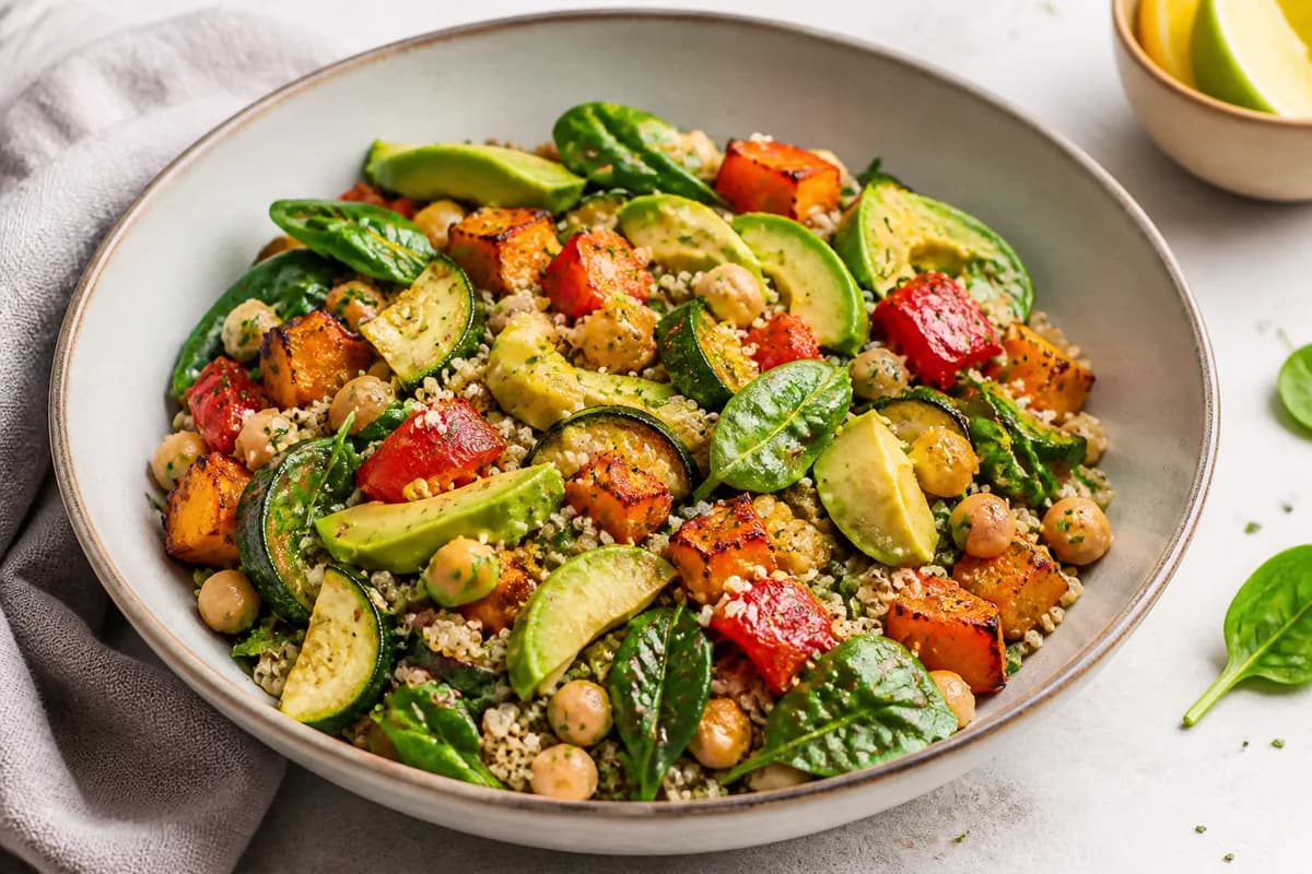 Ensalada tibia de quinoa y vegetales