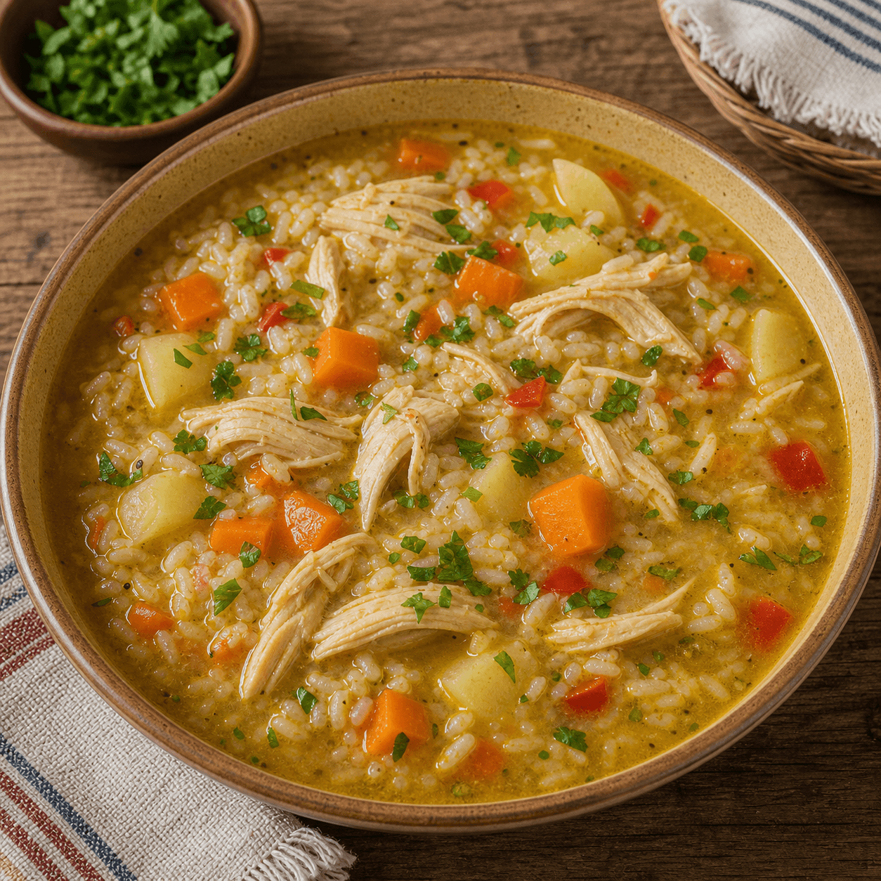 Sopa de Arroz con Pollo
